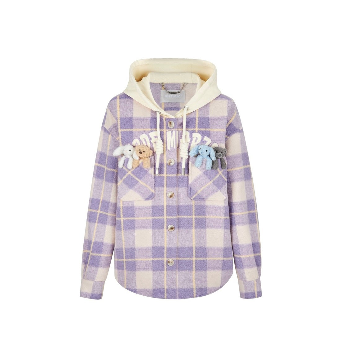 13DE MARZO Friends Hangout Tweed Zip Hoodie Purple