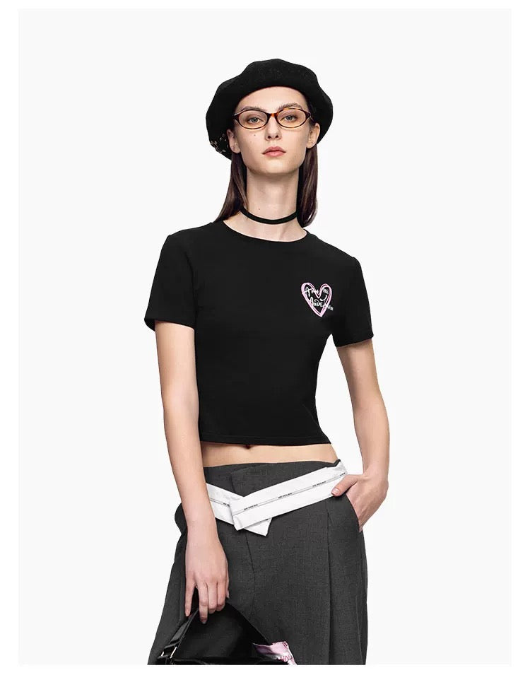 Ann Andelman Black Graffiti Heart Slim Fit T-Shirt