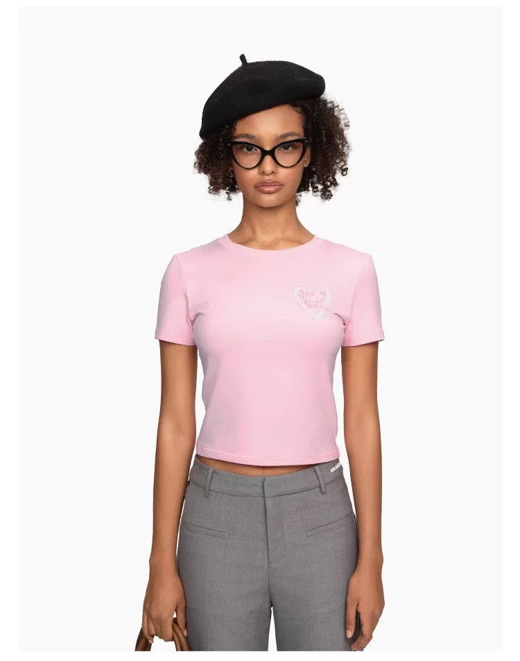 Ann Andelman Pink Graffiti Heart Slim Fit T-Shirt