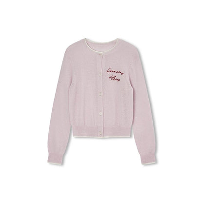 Concise-White Colorblock Jacquard Knit Cardigan