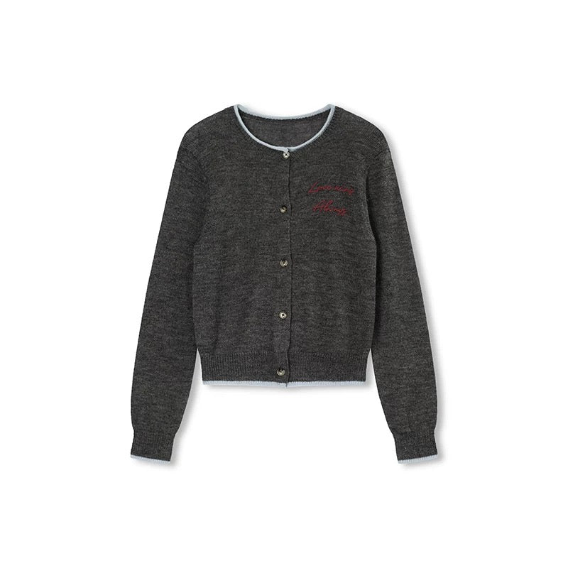 Concise-White Colorblock Jacquard Knit Cardigan