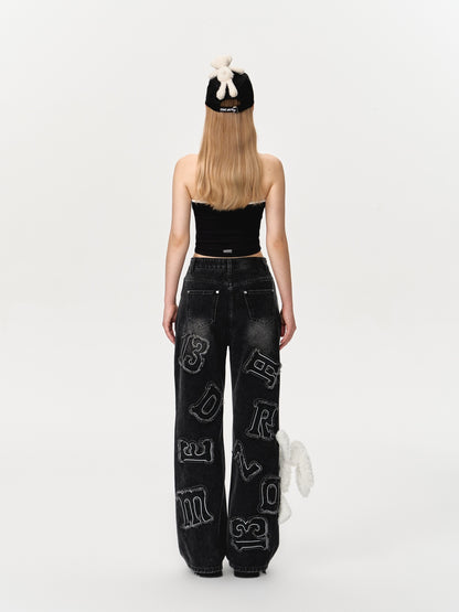 13DE MARZO Doozoo Vintage Logo Jeans Black