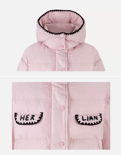 Herlian Pink Lace Hooded Down Jacket