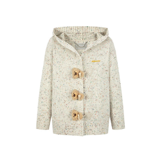 13DE MARZO Doozoo Button Yarn Knit Cardigan White