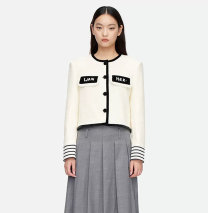 Herlian Logo Tweed Jacket White