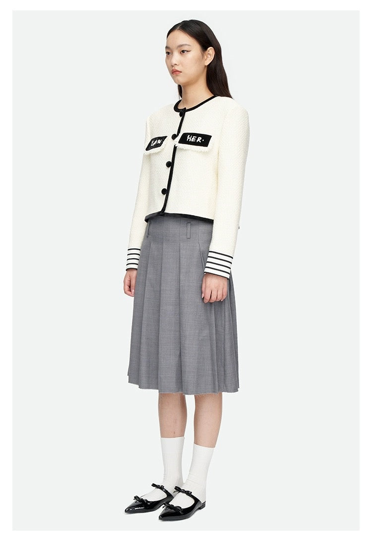 Herlian Logo Tweed Jacket White