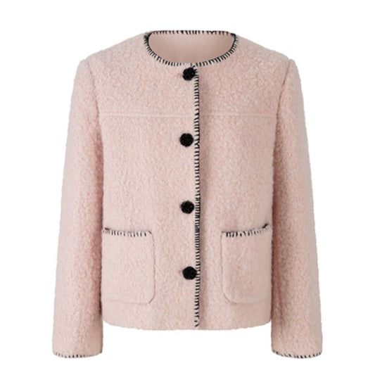 Herlian Flower Button Tweed Jacket Pink
