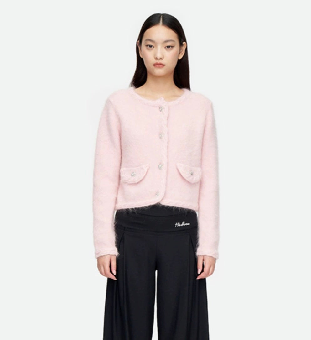 Herlian Soft Mohair Knitted Jacket Pink