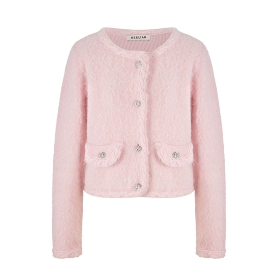 Herlian Soft Mohair Knitted Jacket Pink