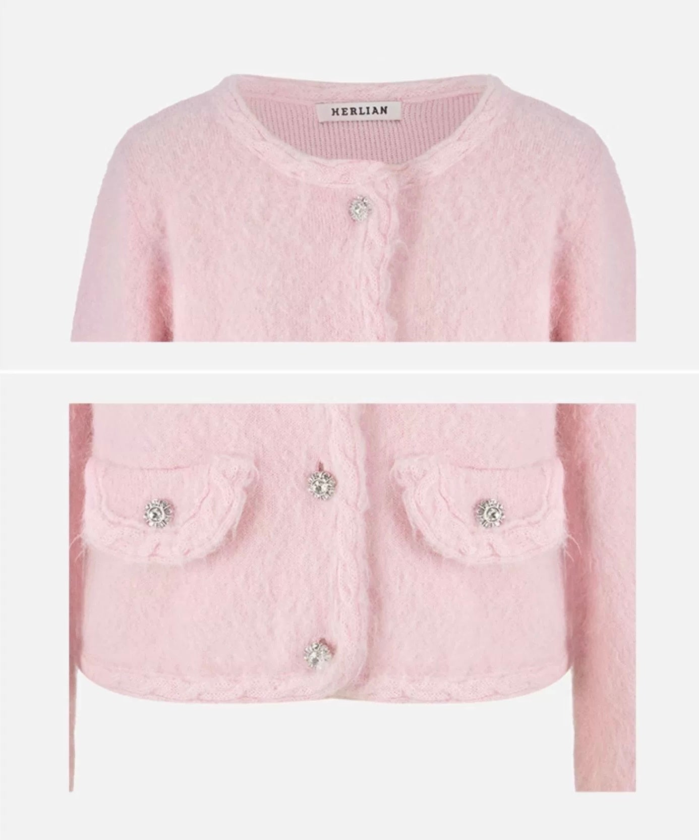Herlian Soft Mohair Knitted Jacket Pink