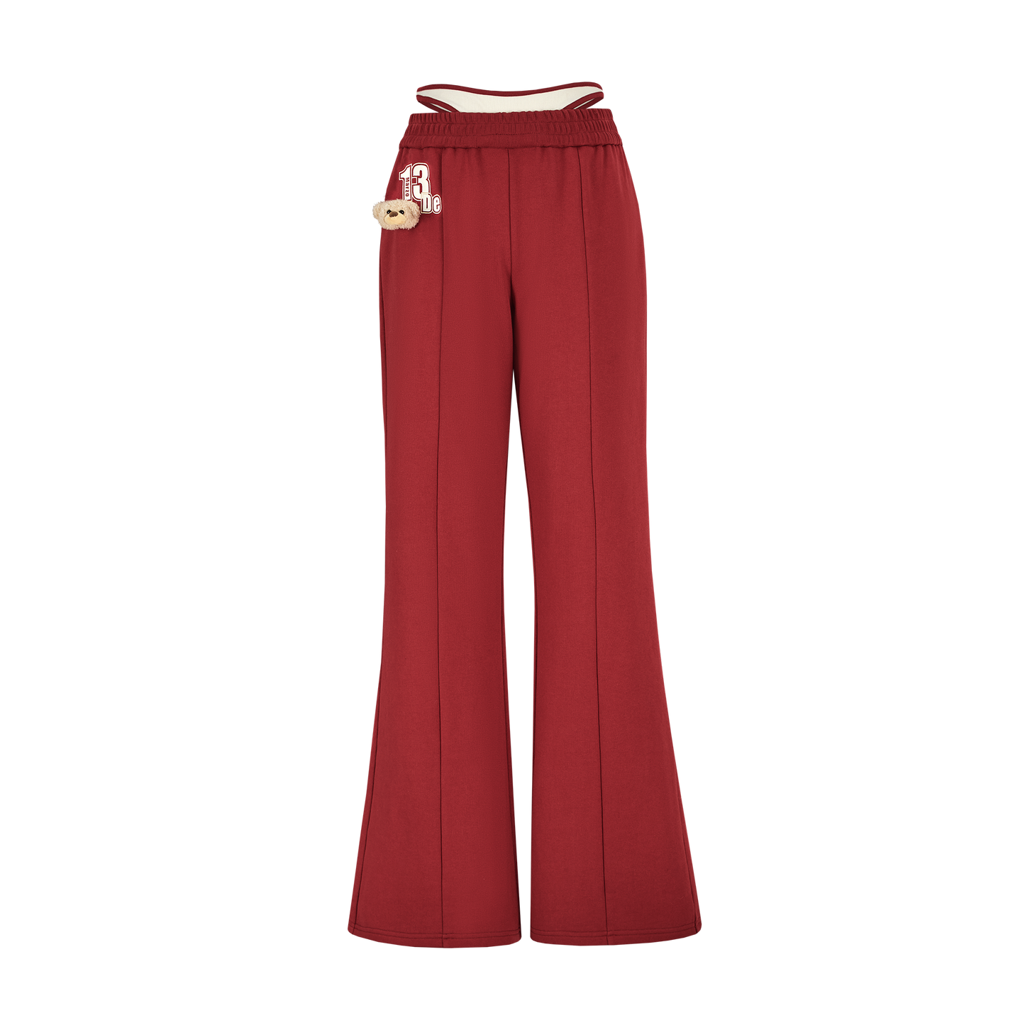13DE MARZO Faux Two-Piece Vintage Sweat Pants Red