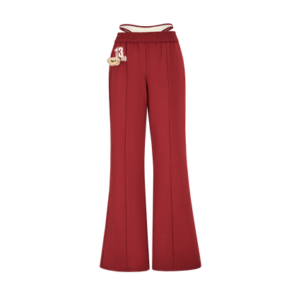 13DE MARZO Faux Two-Piece Vintage Sweat Pants Red