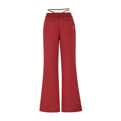 13DE MARZO Faux Two-Piece Vintage Sweat Pants Red