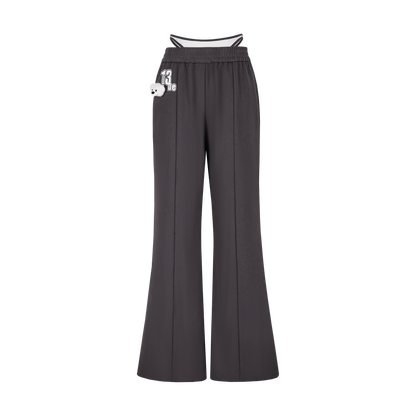 13DE MARZO Faux Two-Piece Vintage Sweat Pants Dark Grey