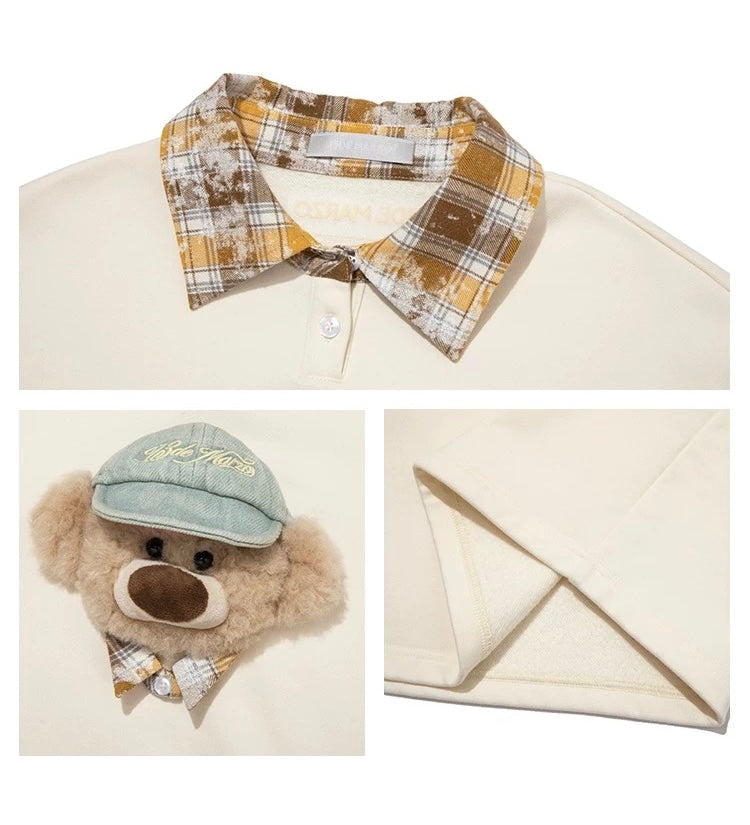 13DE MARZO Real Cap Bear Sweater Beige
