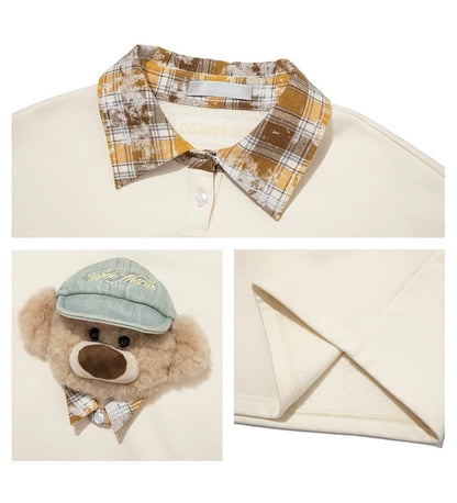 13DE MARZO Real Cap Bear Sweater Beige