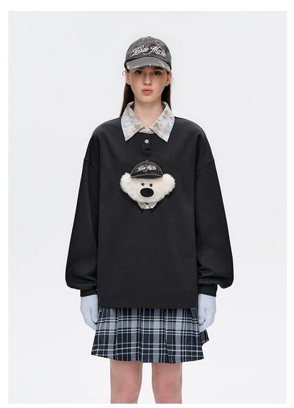 13DE MARZO Real Cap Bear Sweater Dark Grey