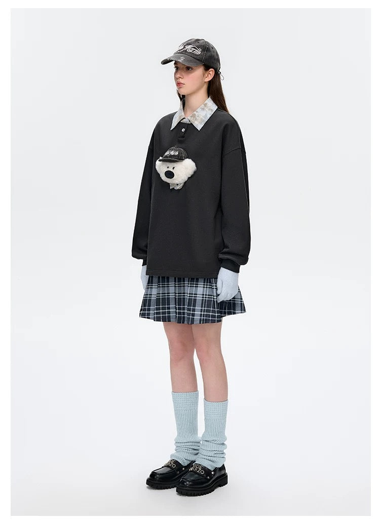 13DE MARZO Real Cap Bear Sweater Dark Grey