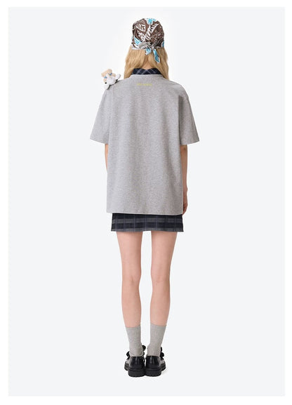 13DE MARZO Pilot Bear World Travel T-shirt Grey