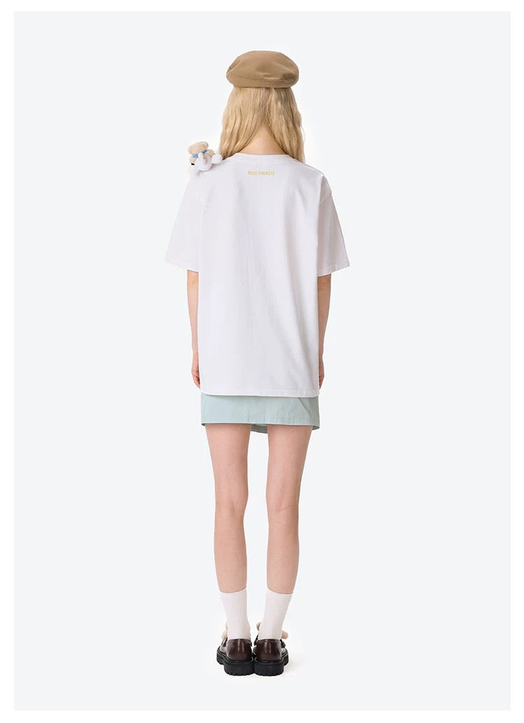 13DE MARZO Pilot Bear World Travel T-shirt White