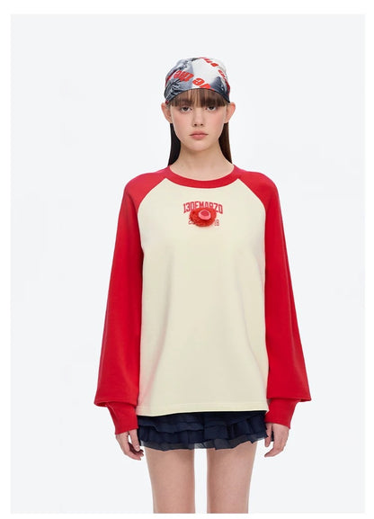 13DE MARZO Doozoo Colour-Blocked Raglan Sleeve Red