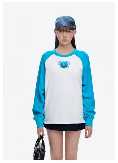 13DE MARZO Doozoo Colour-Blocked Raglan Sleeve Blue