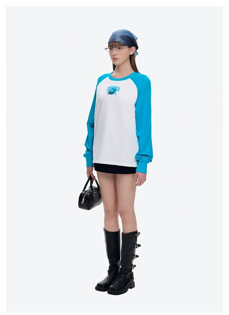 13DE MARZO Doozoo Colour-Blocked Raglan Sleeve Blue