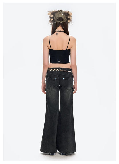 13DE MARZO Doozoo Strings Jeans Black