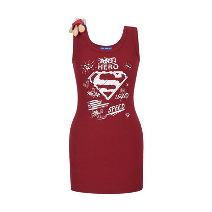 13DE MARZO x Superman Bear Bodycon Dress Red