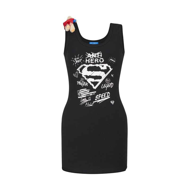 13DE MARZO x Superman Bear Bodycon Dress Black