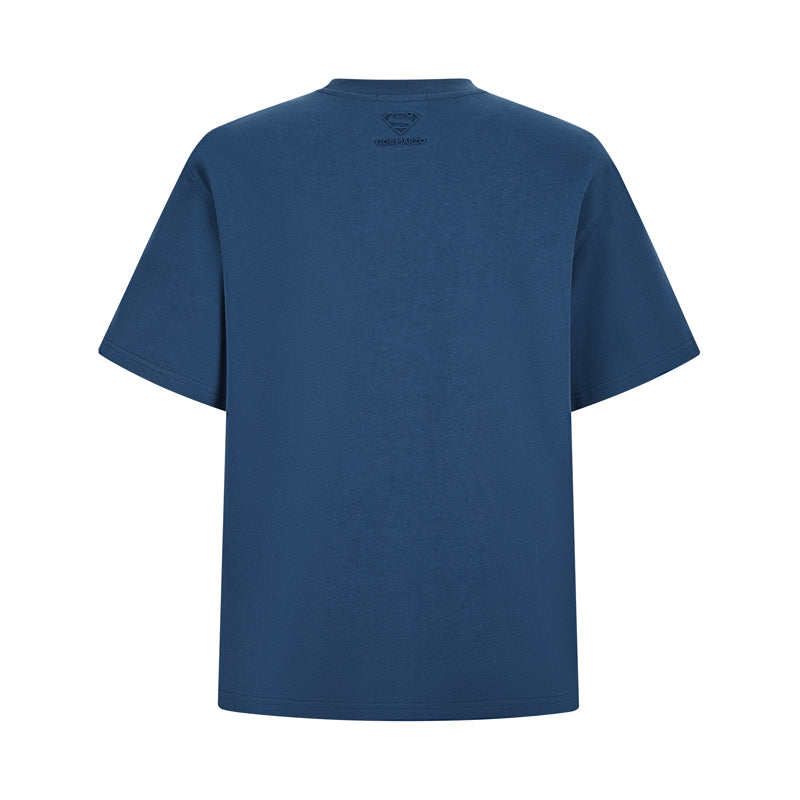 13DE MARZO x Superman Bear Illustrated T-shirt Blue