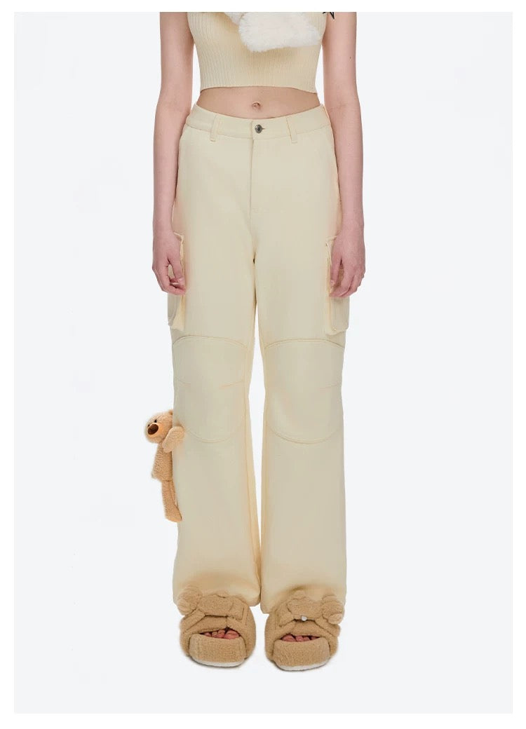 13DE MARZO Doozoo Multi-Pocket Cargo Pants Beige