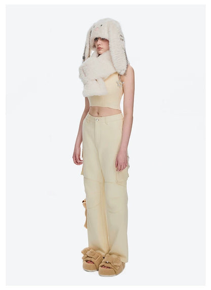 13DE MARZO Doozoo Multi-Pocket Cargo Pants Beige