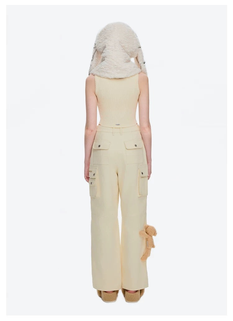 13DE MARZO Doozoo Multi-Pocket Cargo Pants Beige