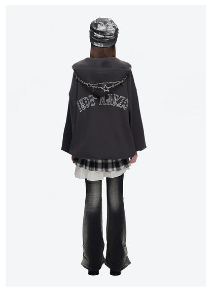 13DE MARZO Chains Hoodie Dress Dark Grey