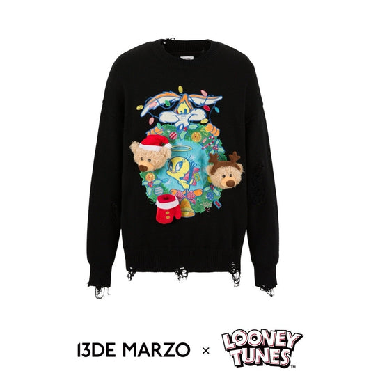 13DE MARZO x LOONEY TUNES Tweety Christmas Sweater Black
