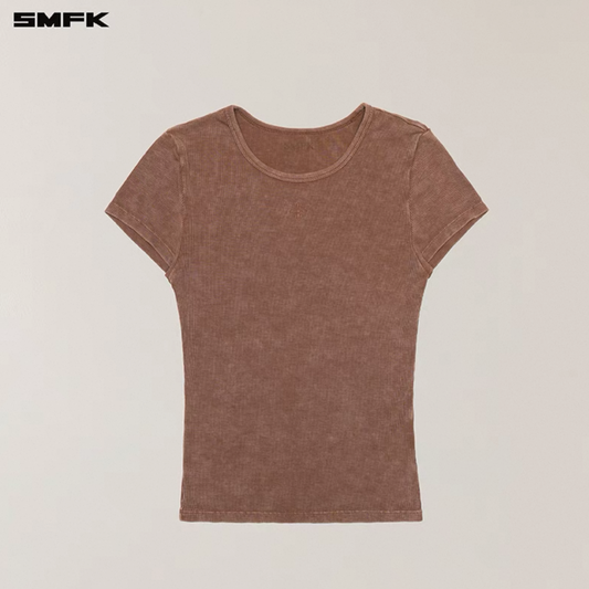 SMFK VINTAGE STORM Fade Dye Silk Sports Tee Wild Horse Brown