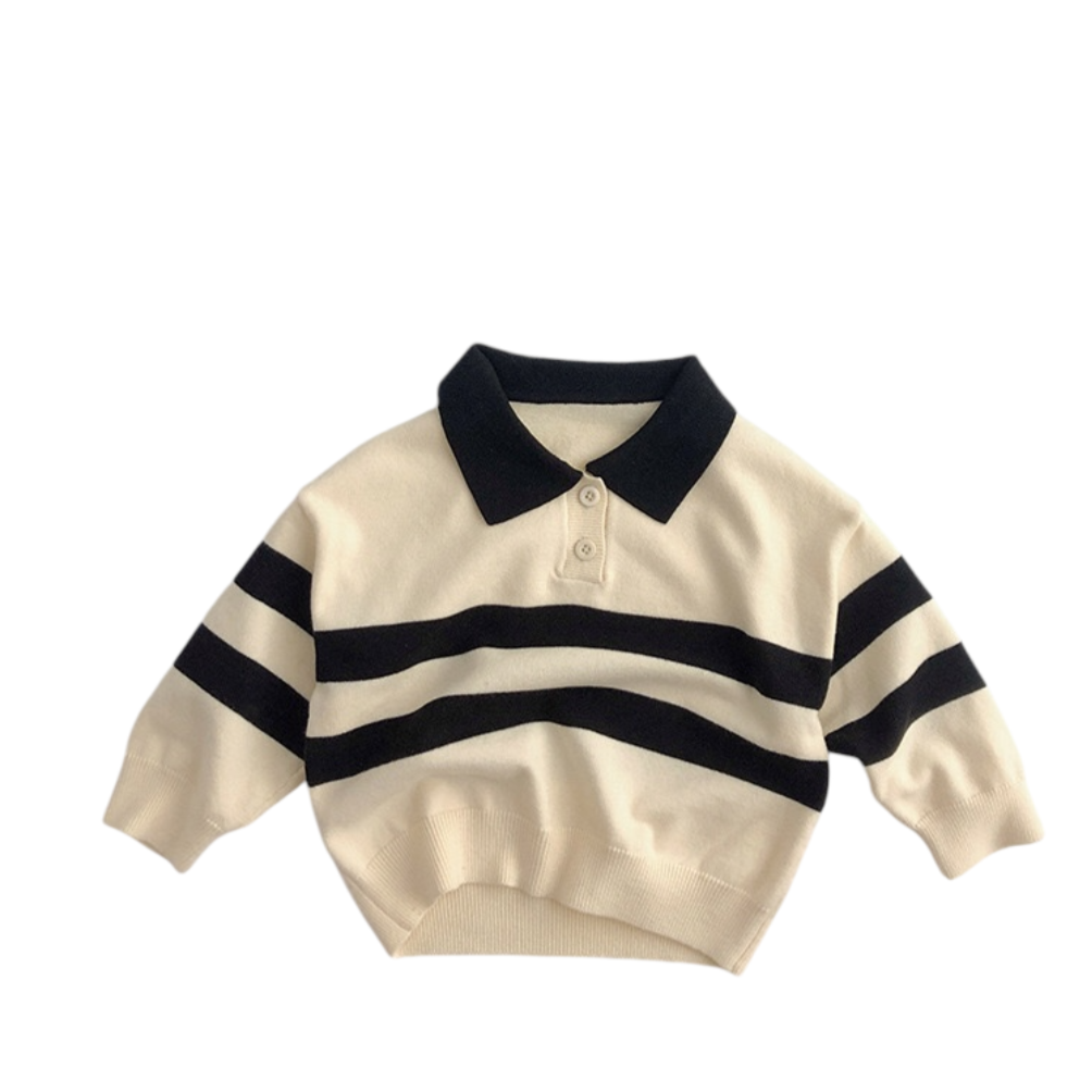 WD Striped Two Button Lapel Knit Sweater