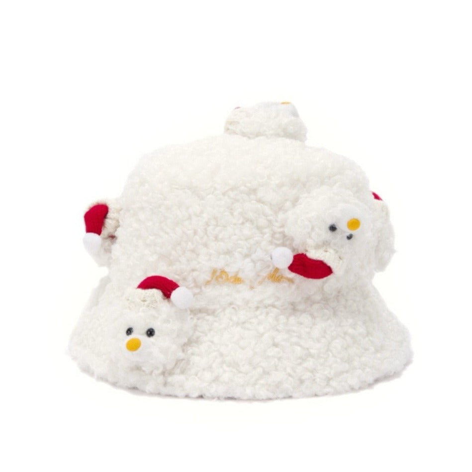 13DE MARZO Christmas Snowman Bucket Hat White