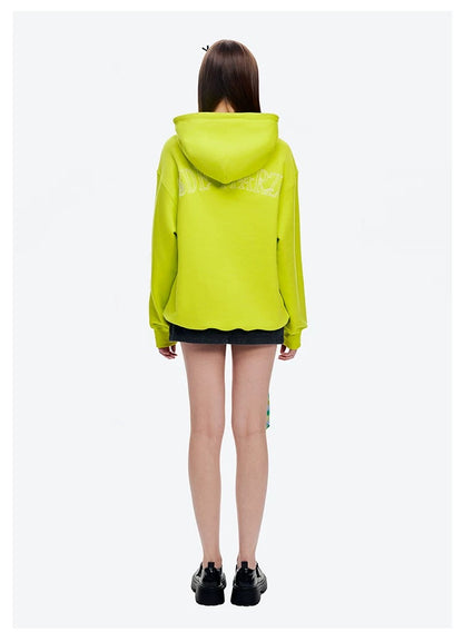 13DE MARZO Doozoo Pocket Bear Hoodie Neon Green