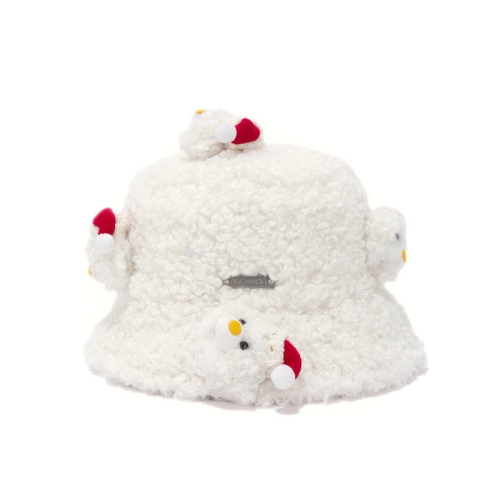 13DE MARZO Christmas Snowman Bucket Hat White