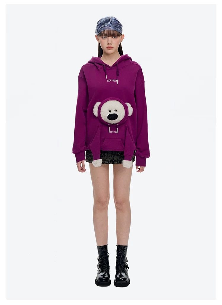 13DE MARZO Doozoo Pocket Bear Hoodie Purple