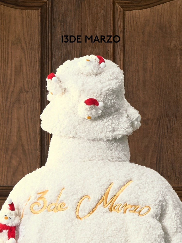 13DE MARZO Christmas Snowman Bucket Hat White