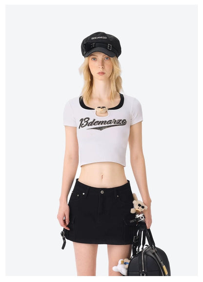 13DE MARZO Collision Colour Slim Top White