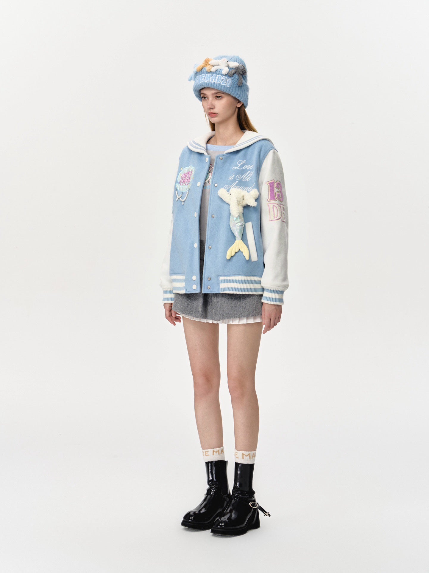 13DE MARZO Doozoo Mermaid Baseball Jacket Blue