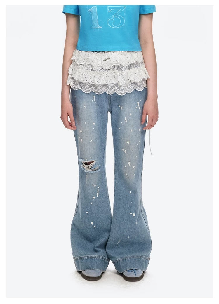 13DE MARZO Doozoo Spray Paint Jeans Blue