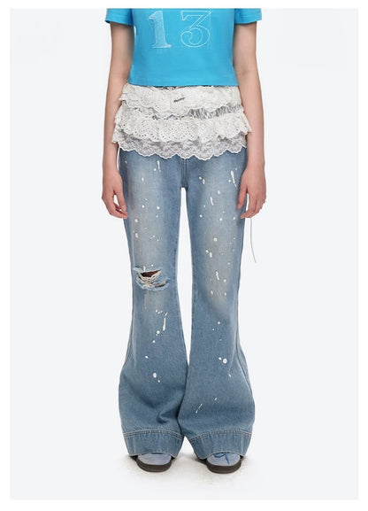 13DE MARZO Doozoo Spray Paint Jeans Blue