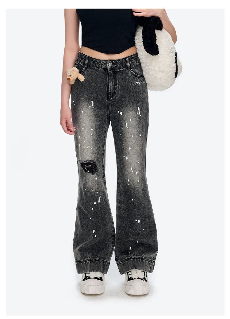 13DE MARZO Doozoo Spray Paint Jeans Black