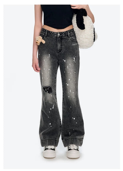 13DE MARZO Doozoo Spray Paint Jeans Black