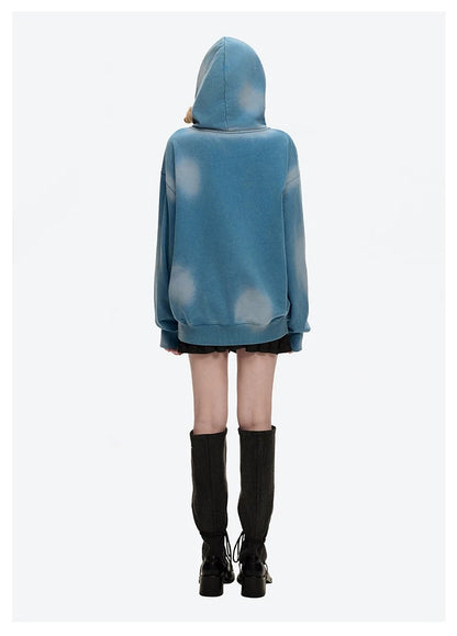 13DE MARZO Badge Retro Hoodie Blue